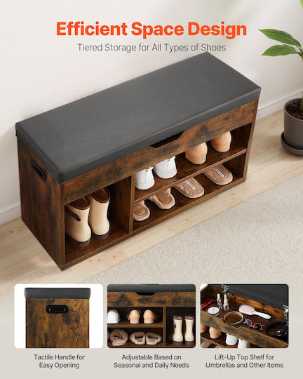 Entry Furniture with Shoe Rack & Bench Brown + Black 30x44x80cm