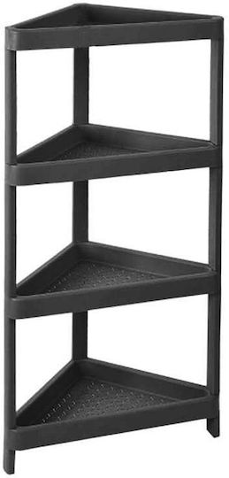 Sidirela Corner Floor Bathroom Shelf Plastic with 4 Shelves 43x25.5x100cm Gray