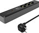 HAMA Power Strip 3 Sockets with USB-A 2 USB-C Switch and Cable 1.4m