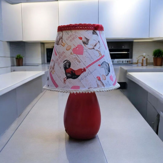 Oxygen Red Rooster Table Lamp for E27 Socket with Red Shade and Base