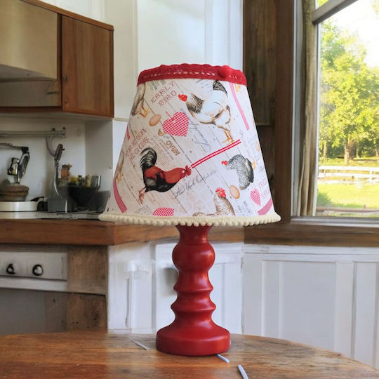 Oxygen Chicken Rooster Table Lamp for Bedside E27 with Red Shade and Base