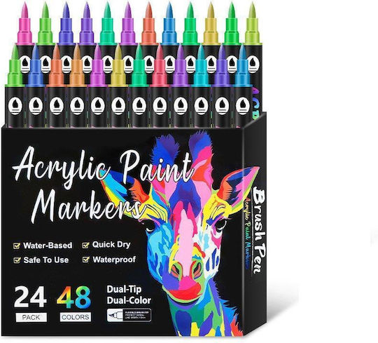 Acryl Zeichenstifte Zeichnung Mit Doppelspitze Set 24 Farben