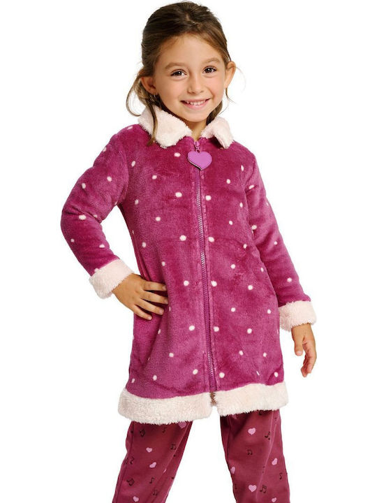 Muydemi Kids' Robe Winter Fleece Dark Fuchsia