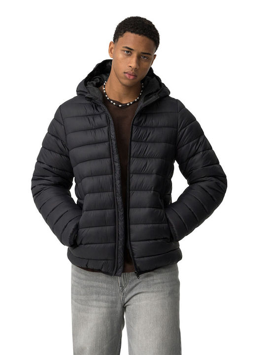 Kids' Quilted Jacket with Hood Black