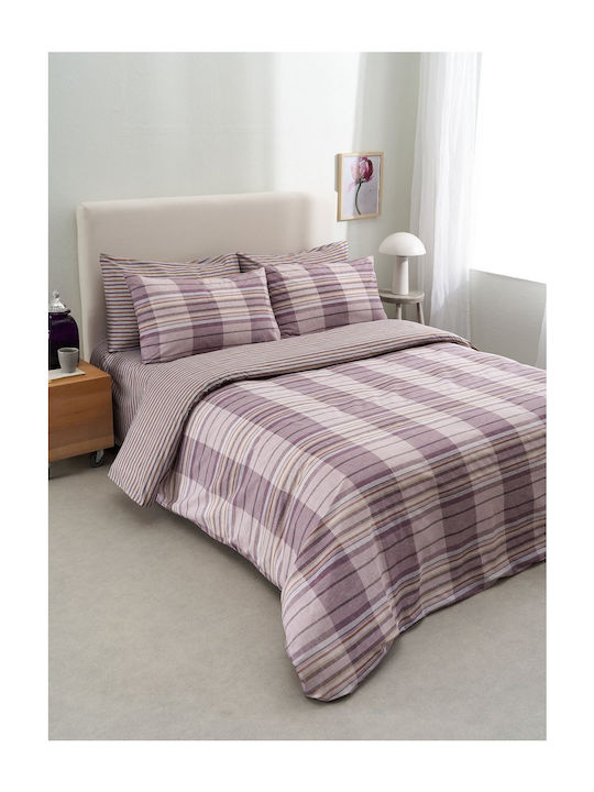 Vesta Home Bristol 2 Σετ Σεντόνια King Size με Λάστιχο 240x270+35εκ. Μωβ (4τμχ)
