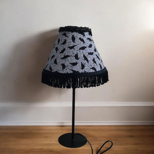 Oxygen Black Grey Crows Πορτατίφ για Ντουί E27 με Μαύρο Καπέλο και Βάση
