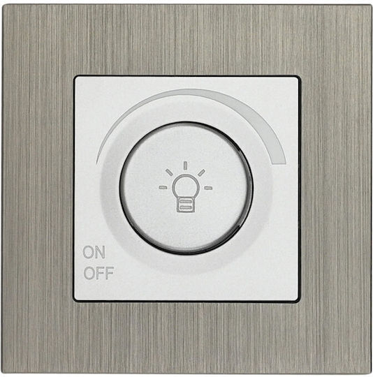 Bassiakos Recessed Dimmer Switch with LED Frame Rotary 500W in Gray Color