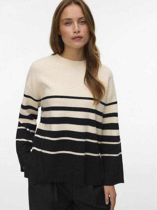 Saba Women's Long Sleeve Sweater Striped Ecru