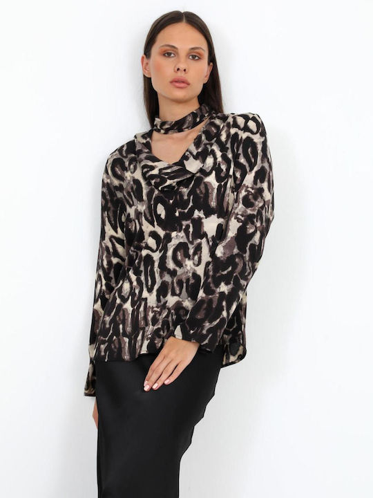 Γυναικεία Μπλούζα Animal Print Μαύρη