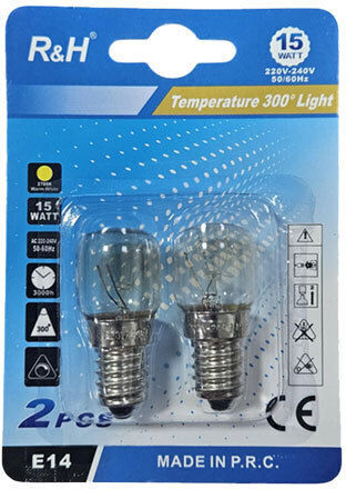 R&h Λάμπες Φούρνου E14 15w 300° Σετ 2 Τεμαχίων Oven Bulbs E14 15w 300° Set 2 Pieces