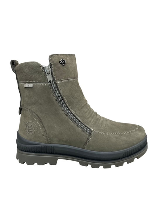 Leder Stiefeletten Damen Gray