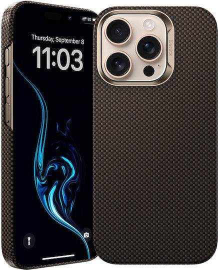 Back Cover Aramid Fiber / Plastic 0.7mm Auriu (iPhone 16 Pro)