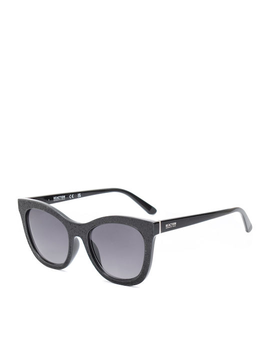 Women's Sunglasses with Black Horn-Rimmed Frame and Black Lens