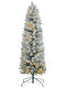 Christmas Tree Slim Snowy 150cm with 263 Branches and with LED Lighting White