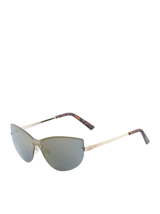 Guess Women's Sunglasses with Gold Metal Frame and Silver Mirror Lens