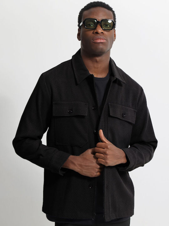 Makan Μακρυμάνικo Overshirt Μαύρο