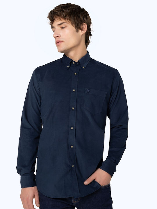 The Bostonians Long-sleeved Corduroy Shirt Blue