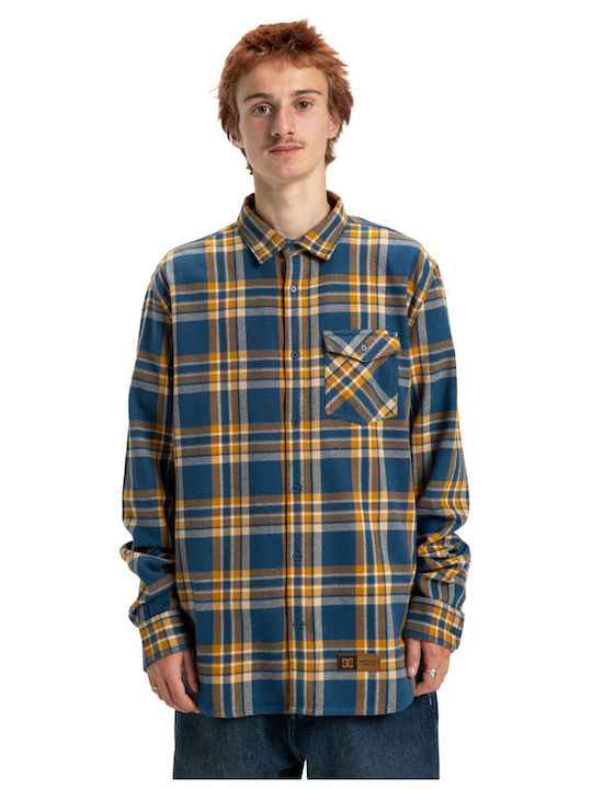 Marshal Μακρυμάνικo Φανελένιο Πουκάμισο Dark Denim