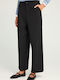 Damen Stoff Hose mit Gummizug Schwarz