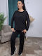 Damen Schwarz Set mit Hose mit Gummizug