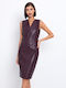Midi Shirt Dress Leather Purple