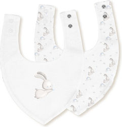 Interbaby Fabric Bandana with Button Bunny Blue 2 Pieces
