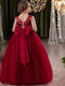 Children's Dress Sleeveless with Sequins Bordeaux
