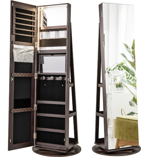 Costway Огледало на пода с Кафява Дървена Рамка 155x37.5см