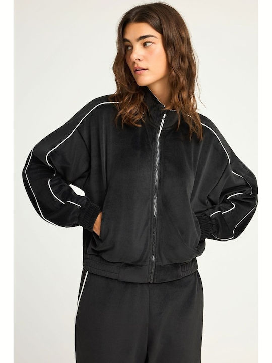 Women's Sweatshirt Jacket Velvet Black