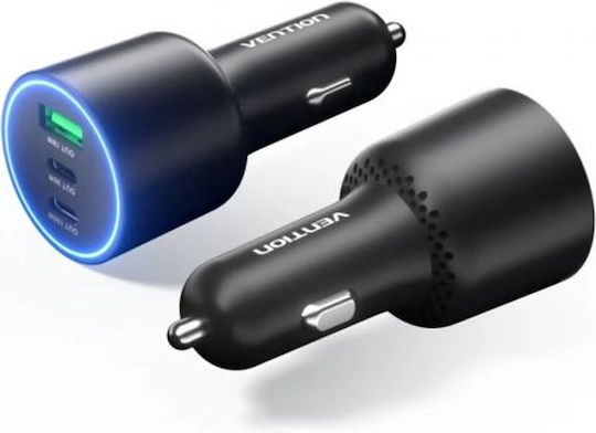 Vention Φορτιστής Αυτοκινήτου 165W με Θύρες: 1xUSB-A 2xType-C