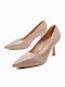 Leder Pumps mit flachem Absatz Beige