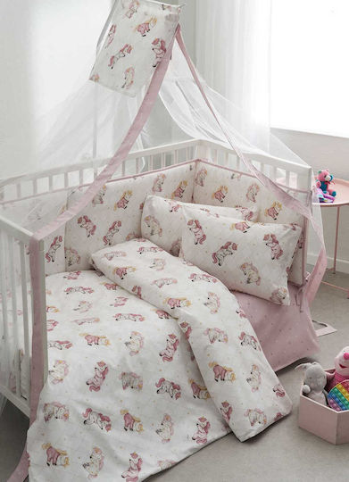 Vesta Home Σετ Βρεφική Παπλωματοθήκη με Μαξιλαροθήκη White-lila 120x160εκ.