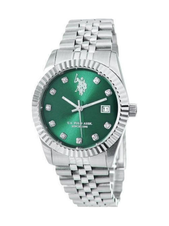 U.S. Polo Assn. Crystals Women's Watch with Sil...