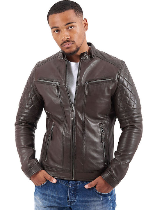 Bravo Leather Jacket Biker Brown