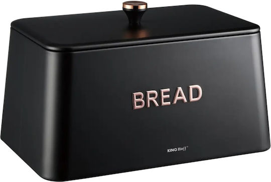 KING Hoff Cutie de pâine cu capac Inox Neagră 35x23x21cm