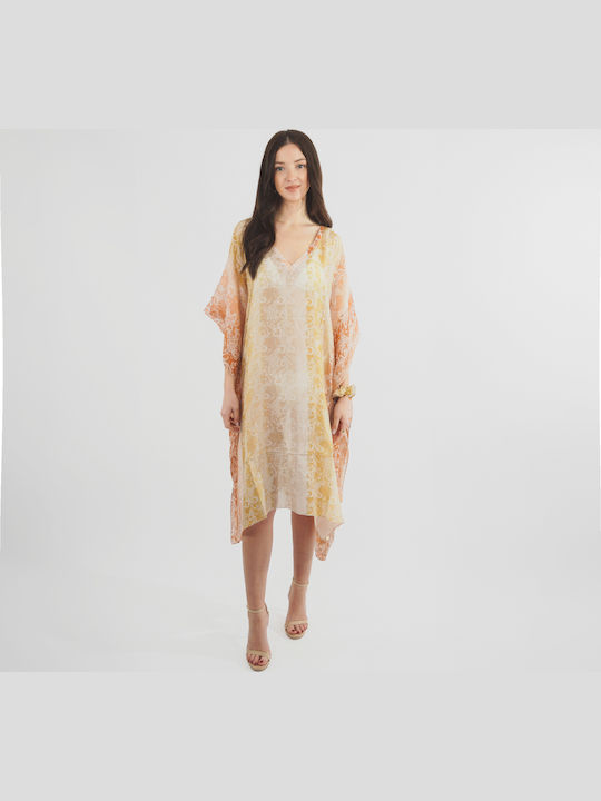 19V69 Women's Caftan Beachwear Beige/gold