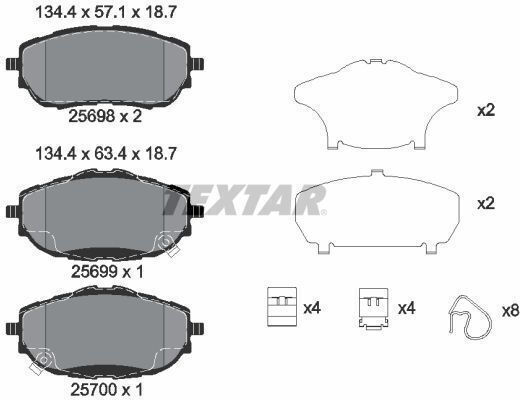 Textar 2569801 Bremsbelag Set Scheibenbremse