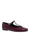 Leder Damen Ballerinas mit Riemchen Burgundisch