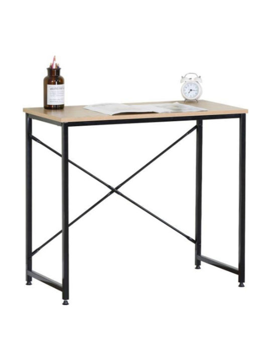 Desk Wooden Brown with Metal Legs 80x40x70cm