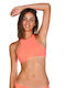High Neck Bikini Top Shiny Pink/Yellow Star Red