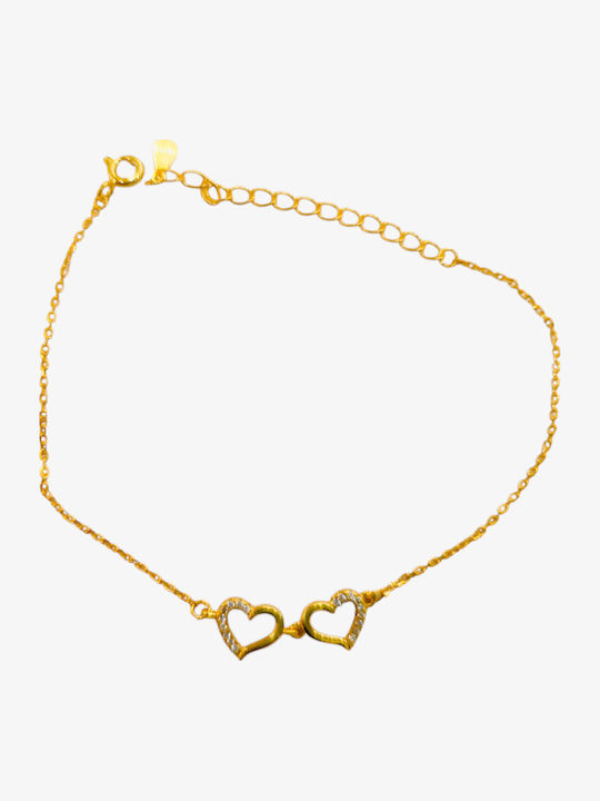 Damen Armband Silber Vergoldete Herzen