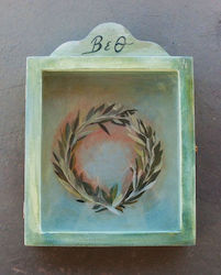 Artifact Tabletop Rectangle Wedding Crown Case Wooden Bronze 30x25cm