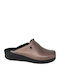 Leather Winter Women's Slippers Brown