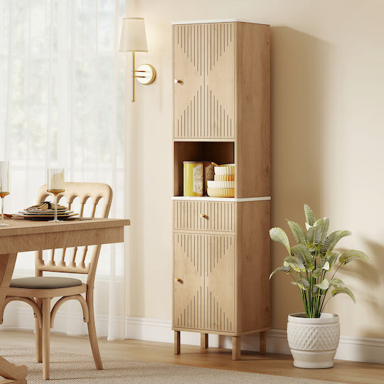 HomCom 834-871V00AK Στήλη Μπάνιου Τοίχου 41.5x30x168cm Δρυς