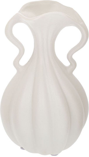 White Ceramic Pumpkin-Shaped Vase 14.5x14x24cm