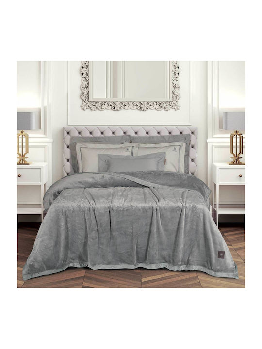 Greenwich Polo Club 3971 Κουβέρτα Βελουτέ Υπέρδιπλη 240x250εκ. Grey