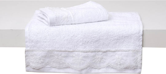 Viopros Hand Towel No15 30x50cm White 2 Pieces Weight 480gsm