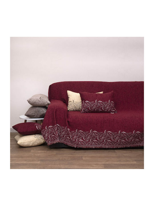 Viopros Viersitzer-Sofa Überwurf Chenille 180x320cm Burgundisch