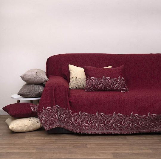 Viopros Four-Seater Sofa Throw Chenille 180x320cm Burgundy