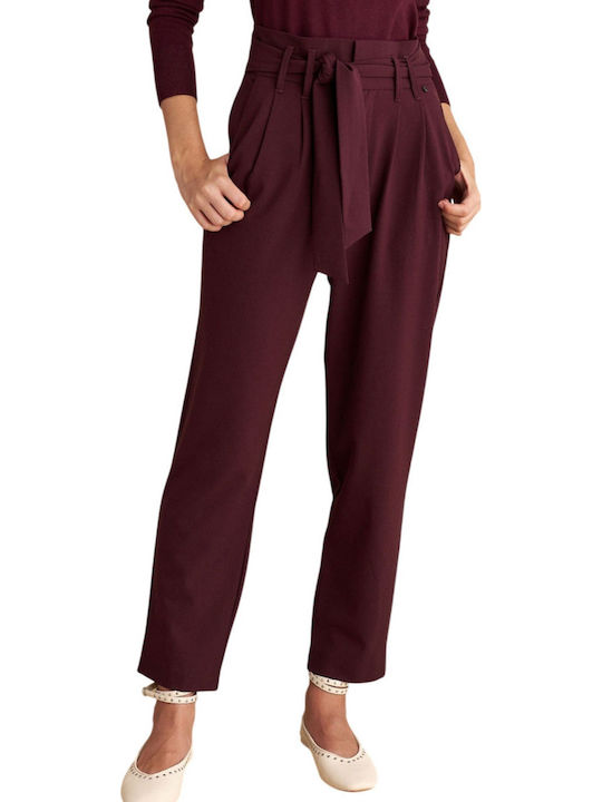 Women's High-waisted Fabric Trousers Red